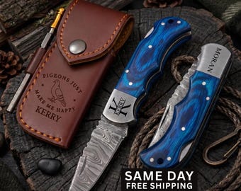 Personalized Pigeon Lover Pocket Knife, Custom Engraved Pigeon Design, Folding Knife for Bird Lovers, Unique Gift for Pigeon Enthusiast