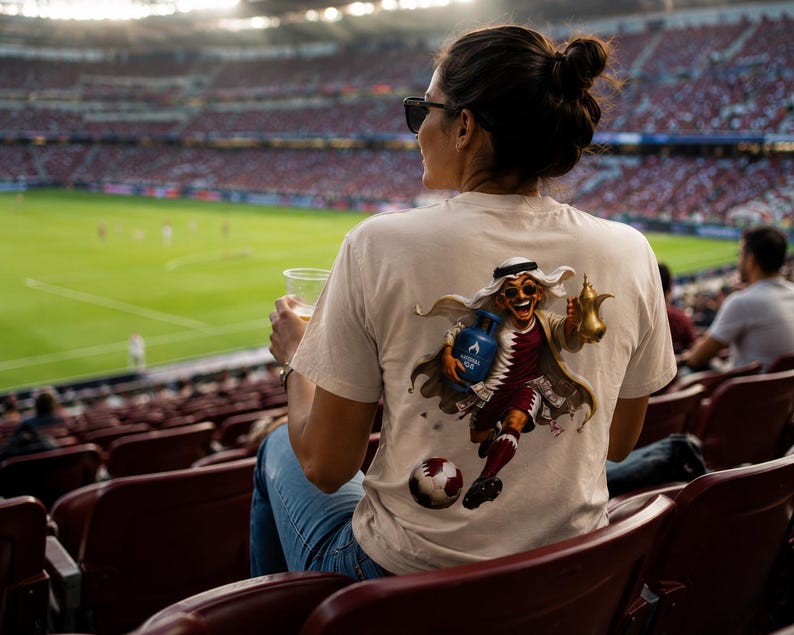 Funny Qatar Football T-Shirt | Qatar Soccer Fan Tee/World Cup Football Graphic/Qatar Supporter Gift image 5