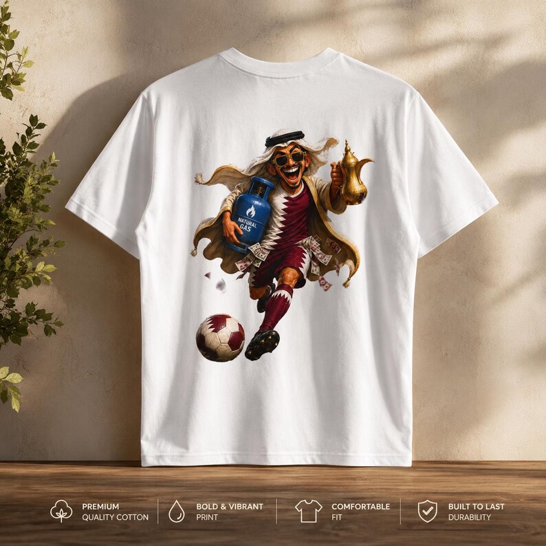 Funny Qatar Football T-Shirt | Qatar Soccer Fan Tee/World Cup Football Graphic/Qatar Supporter Gift image 3