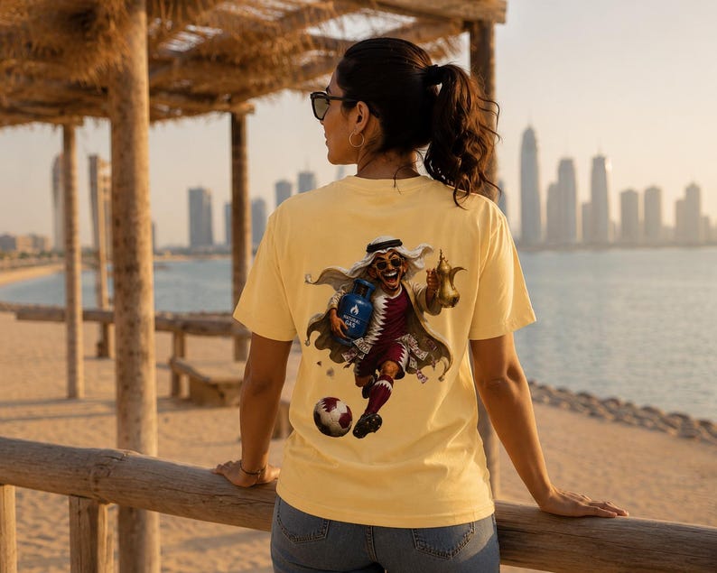 Funny Qatar Football T-Shirt | Qatar Soccer Fan Tee/World Cup Football Graphic/Qatar Supporter Gift image 6