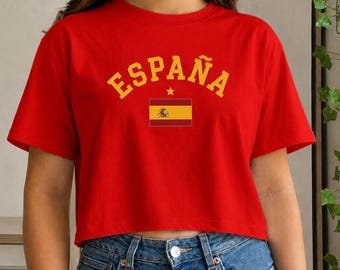 Spain World Cup 2026 Women's Tshirt, Crop Tee | Soccer Worldcup 2026 Tee, women, football, Jersey, Espana