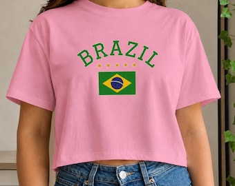 Brazil World Cup 2026 Women's Tshirt, Crop Tee | Soccer Worldcup 2026 Tee, women, football, Jersey