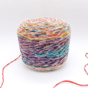 Gomitolo di filato in misto mohair multicolore sfumato arcobaleno da 200 g, morbido e soffice, ideale per maglia e uncinetto (395 m/432 yds)
