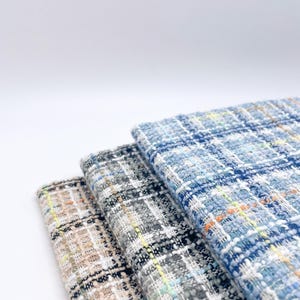 150cm/59" Wide Tweed Fabric, Plaid Textured Weave, Sewing & Apparel DIY