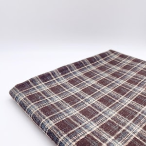 145cm/57” Wide Vintage Plaid Flannel, Brown Soft Brushed Fabric, Pajamas & Shirt DIY