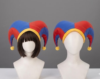 Jester Hat Headband, Red and Blue Harlequin Costume Accessory