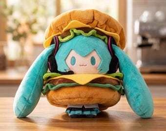 Hatsune Miku Hamburger Plushie, Kawaii Anime Burger Toy