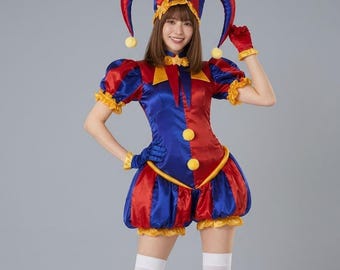 ポムニ コスプレ ボディスーツ、デジタル サーカス ピエロ ジャンプスーツ 衣装、ハロウィン コスチューム