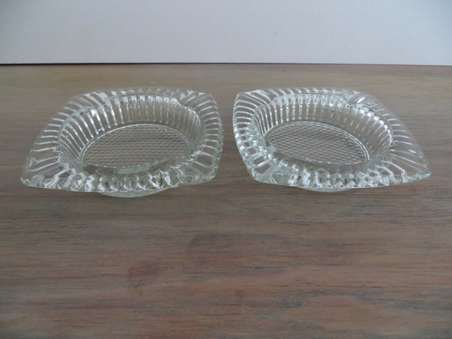Vintage 60s clear pressed glass ashtray set of two trinket Etsy