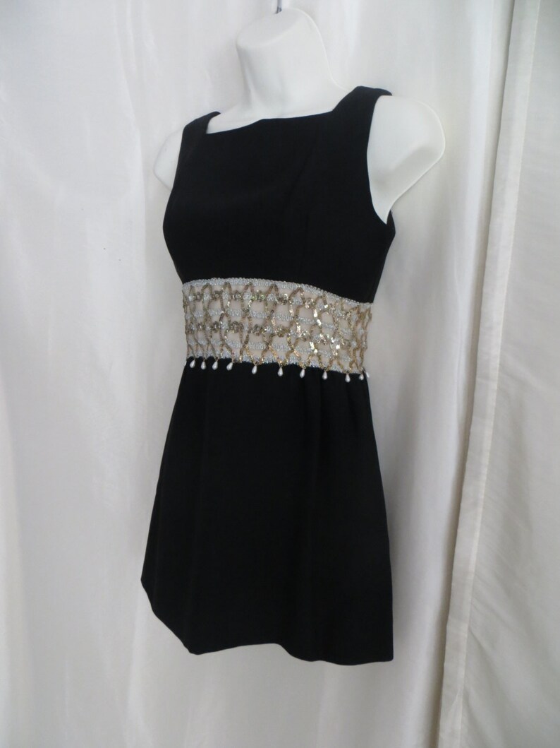 Empire Dress Black White Gold