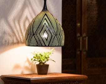 Moroccan Brass Pendant Light – Handcrafted Hanging Lamp