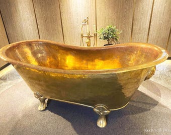 Copper Bathtub – Handcrafted Vintage Freestanding Ornate Luxury Tub