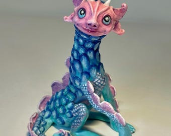 Handmade Polymer Clay Dragon Figurine: Sculpture (8.7cm W x 6.5cm D x 11cm H)