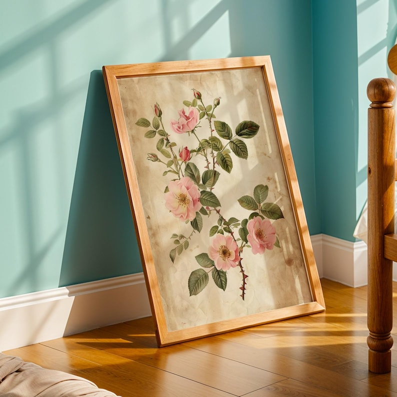 botanical-rose-print-vintage-flower-wall-art-romantic-cottage-decor