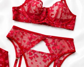 Lingerieset met hartdetail voor Valentijnsdag