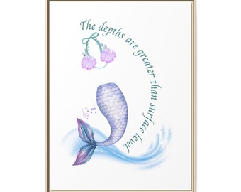 Little Mermaid's Depth Matte Canvas, Framed (Multi-color)