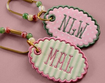 Personalised Initial Keyring, Embroidered Monogram Bag Charm, Custom Fabric Keychain, Initial Bag Tag, Personalised Gift for Her