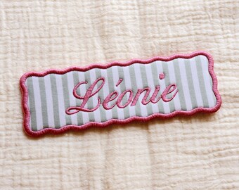 Personalised Name Bookmark: Custom Embroidered Text, Sage Stripe Book Lover Gift