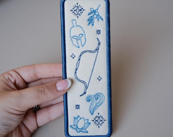 The Odyssey Bookmark, Homer Inspired Embroidered, Greek Mythology, Literary Gift, Ancient Greece Reader Gift, Bookish Myth, Odysseus Bow
