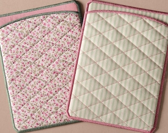 Custom Quilted Kindle Sleeve, Floral & Gingham E-Reader Case, Choose Fabric, Thread, Book Lover Gift