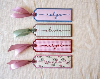 Custom Name Bookmark, Personalised Embroidered Bookmark with Ribbon, Custom Fabric Bookmark, Name Gift, Book Lover Gift, Best Friend Present
