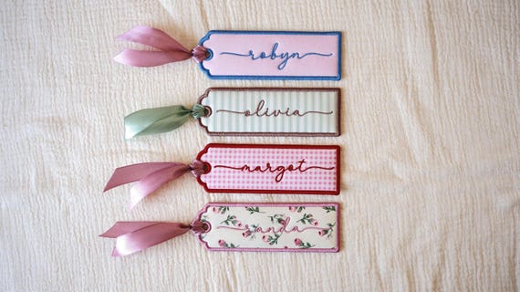 Custom Name Bookmark, Personalised Embroidered Bookmark with Ribbon, Custom Fabric Bookmark, Name Gift, Book Lover Gift, Best Friend Present