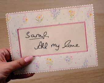Custom Handwriting Embroidery, Personalised Love Letter Keepsake, Anniversary Gift for Her, Wedding Vow Gift, Handwritten Note Embroidery