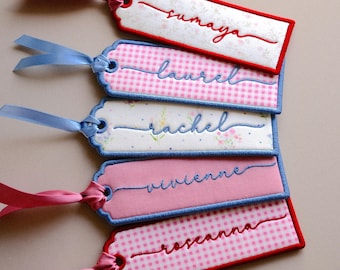 Personalised Name Bookmark: Custom Fabric, Thread & Tassel Colours, Embroidered Book Lover Gift
