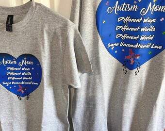 Autism Mom Shirt | Different Ways, Words, World, Love Awareness Tee
