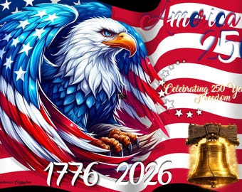 Amerika 250 Adler PNG-Bundle | Vaterländische Becher, Becher, Flaggen Designs (Digitaler Download)