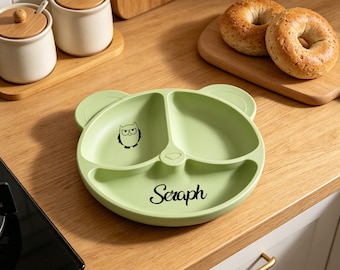 Kleinkind Futterteller, Benutzerdefinierte Name Bär Design Silikon Geschirr