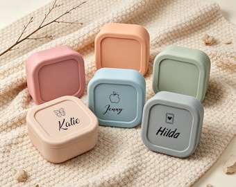 Customized name silicone lunchbox for children, personalized student lunch box
