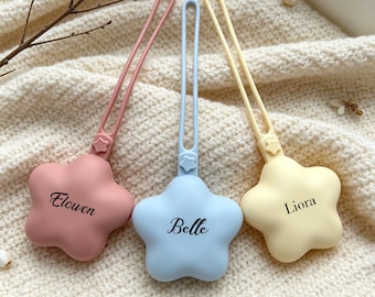 Boîte de rangement pour sucette en silicone en forme d'étoile, personnalisable à votre nom, portable.