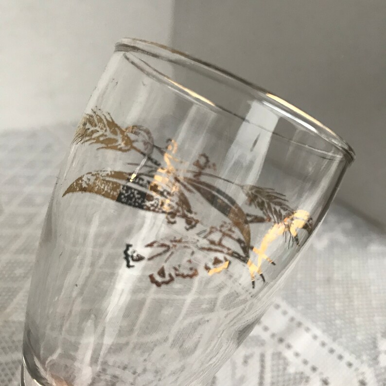 Vintage Glass Stemware / Mid Century Gold Wheat Pattern Etsy