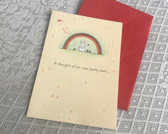 Valentine's Day Red Card and Envelope with Rainbow and Bear by Hallmark / Valentine Card for a Friend