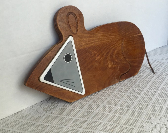Vintage Wooden Cheese Plate / Mouse Cutting Board / Wood and Etsy