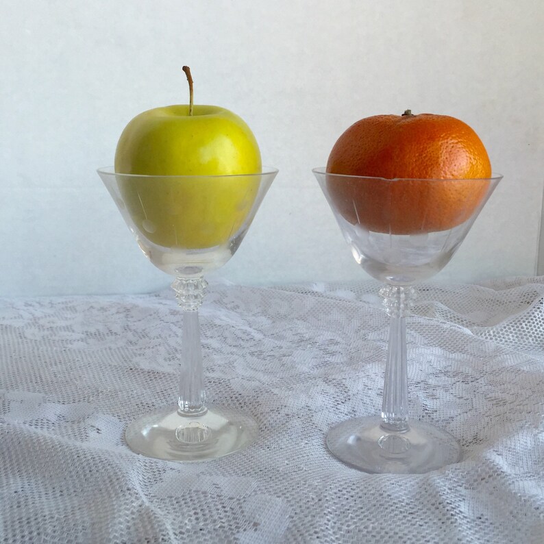 Mid Century Modern Cordial Glasses / Vintage Etched Clear Etsy