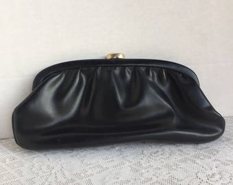 Pochette nera / Borsa vintage con chiusura in lamina d'oro / Perfetta per matrimoni e balli studenteschi