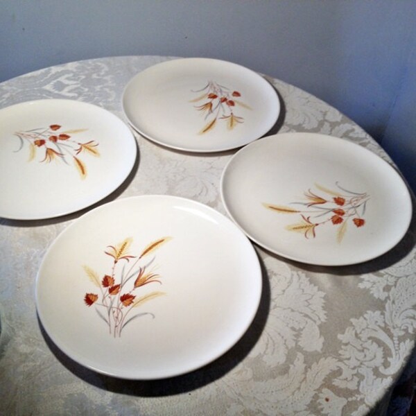 Autumn Harvest Dinner Plates by Taylor Smith and Taylor Vintage TST China / Thanksgiving Party Decor