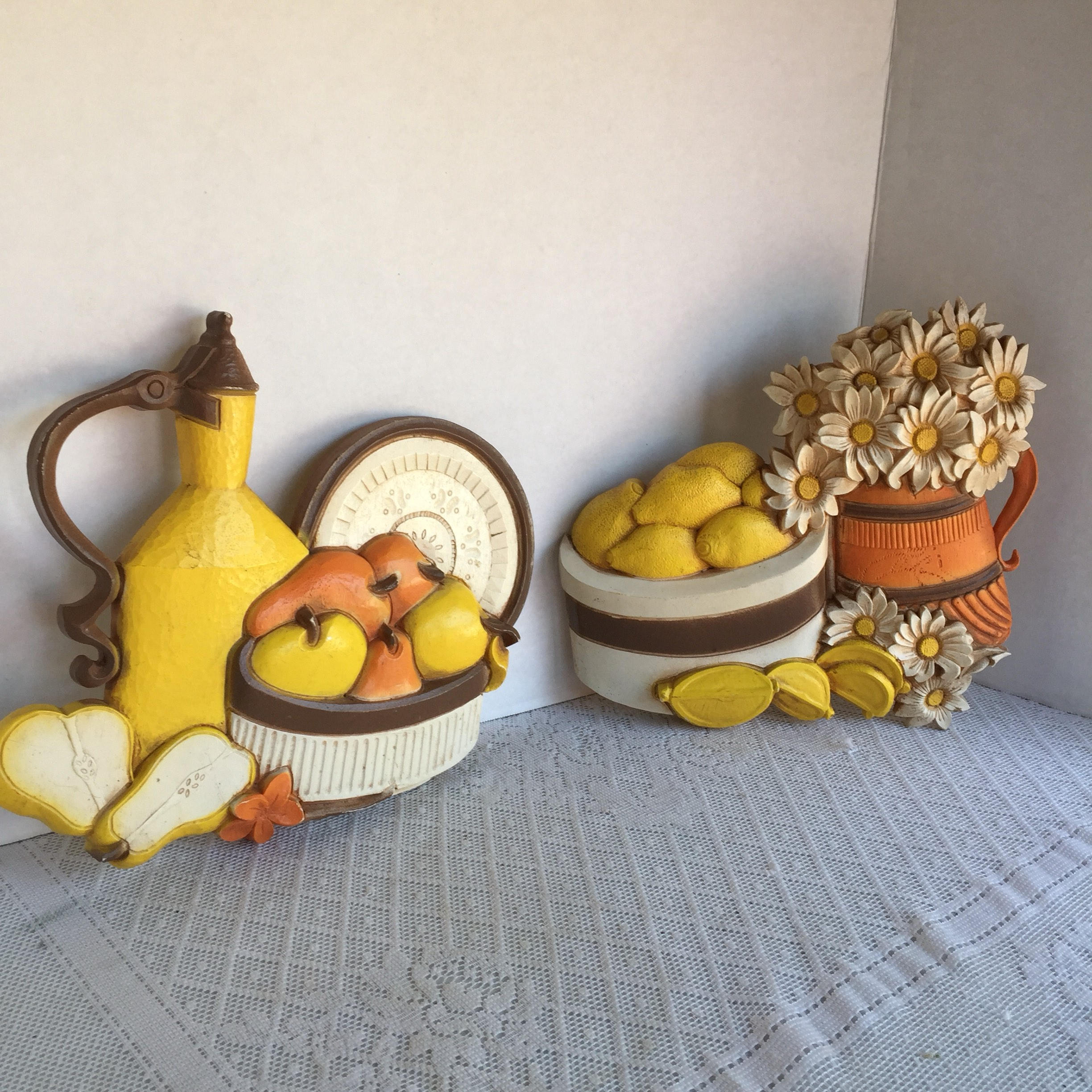 Vintage Fruit and Flower Wall Hangings / Plastic Kitchen Decor Etsy