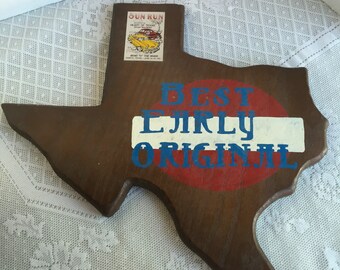 Texas Shaped Sign / Vintage Wooden Plaque Shaped Like Texas /  Car Show Award