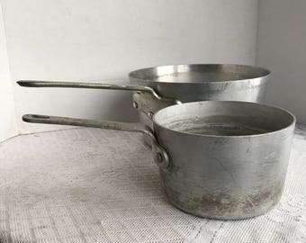 Vintage Cast Aluminum Sauce Pots / Mismatched Toroware and Wear Ever Cooking Pots / Made in USA