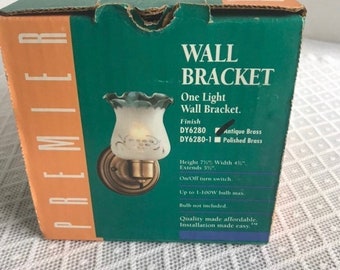 Brass and Glass Wall Light New in Box