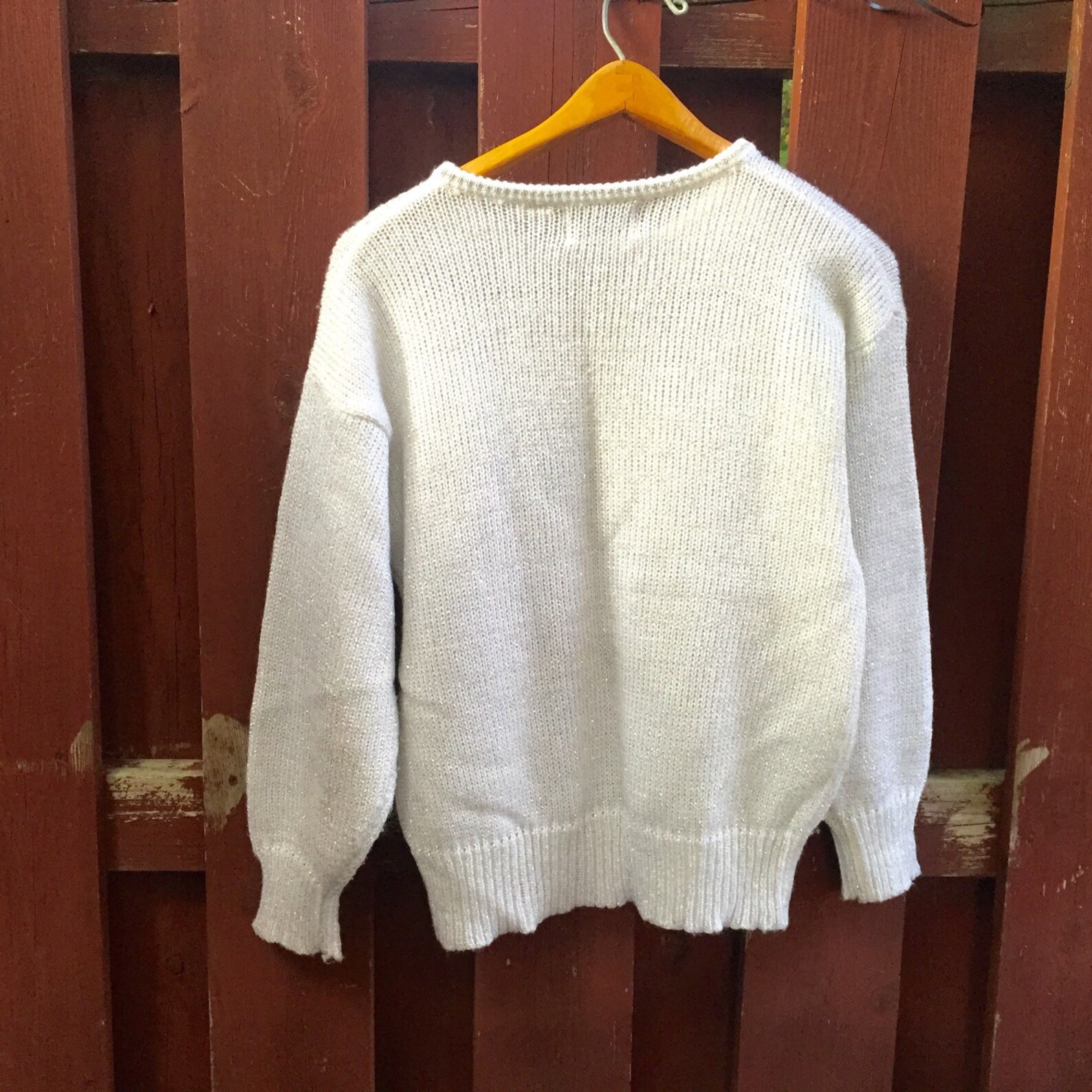 Vintage Tacky Metallic Silver and Gold Ugly Sweater / Eighties Etsy