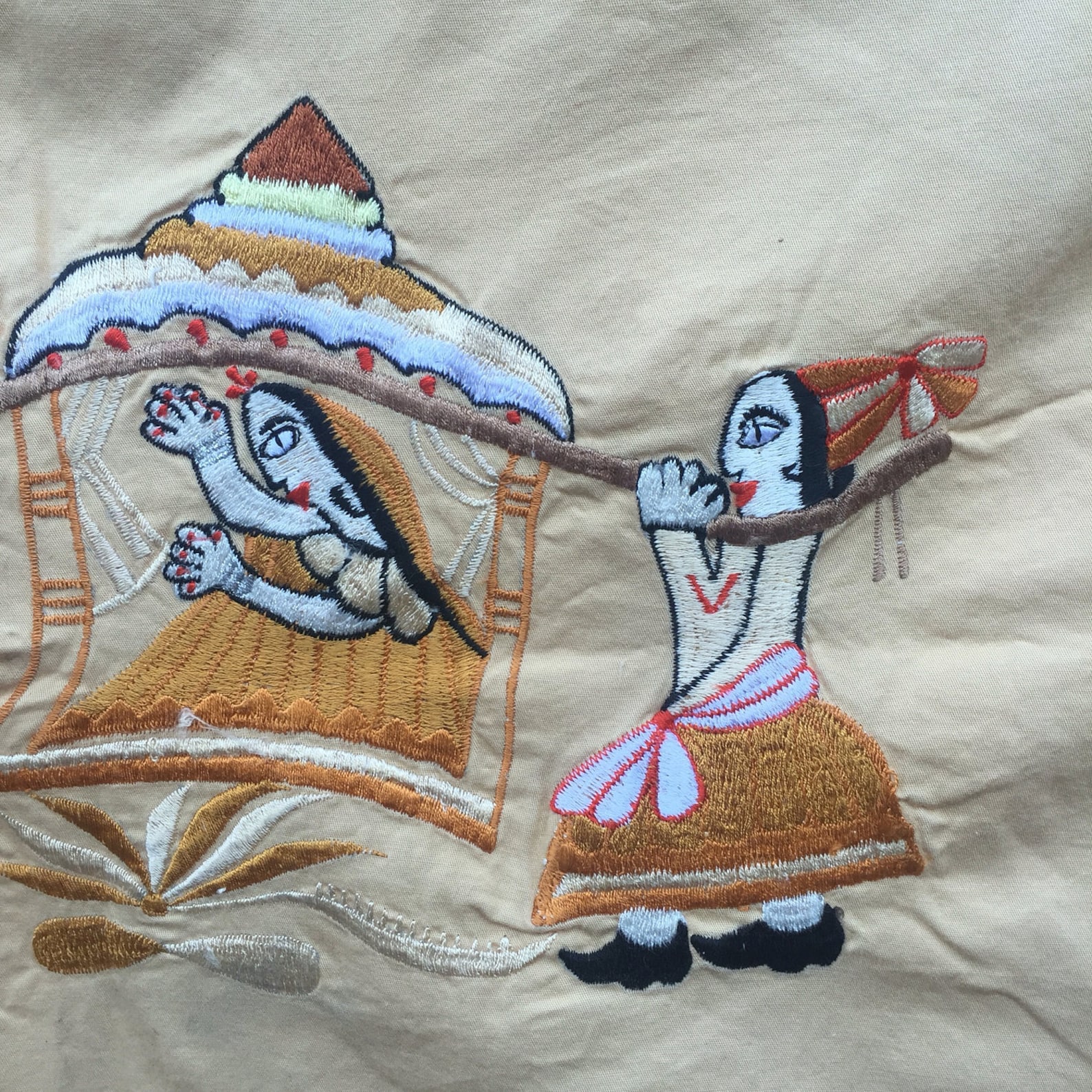 Crewel Embroidered Pillow Cover / Orange Decorative Pillow Etsy