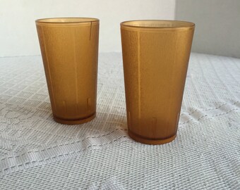 Amber Yellow Plastic Juice Tumblers / Vintage Camp and Picnic Supplies