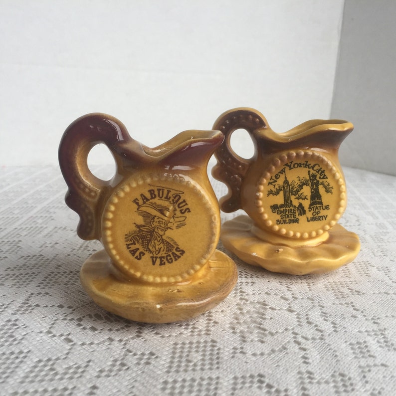 Vintage Souvenir Toothpick Holders / Ceramic Pitcher and Basin Etsy