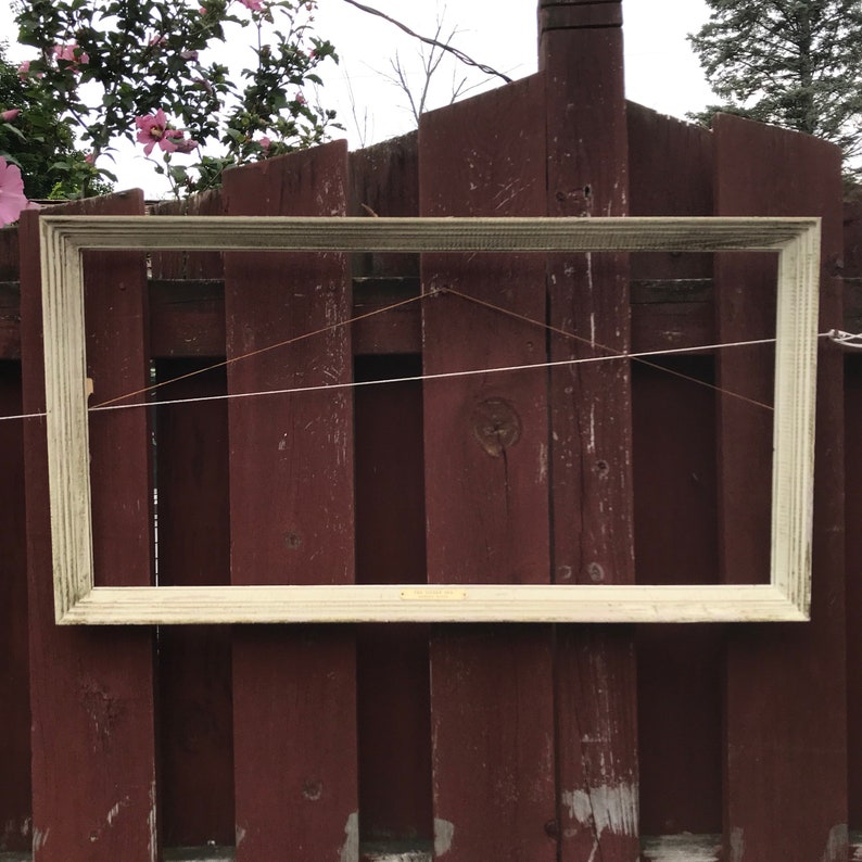 Vintage White Wooden Picture Frame 15 X 30 Inch Wood Image 0