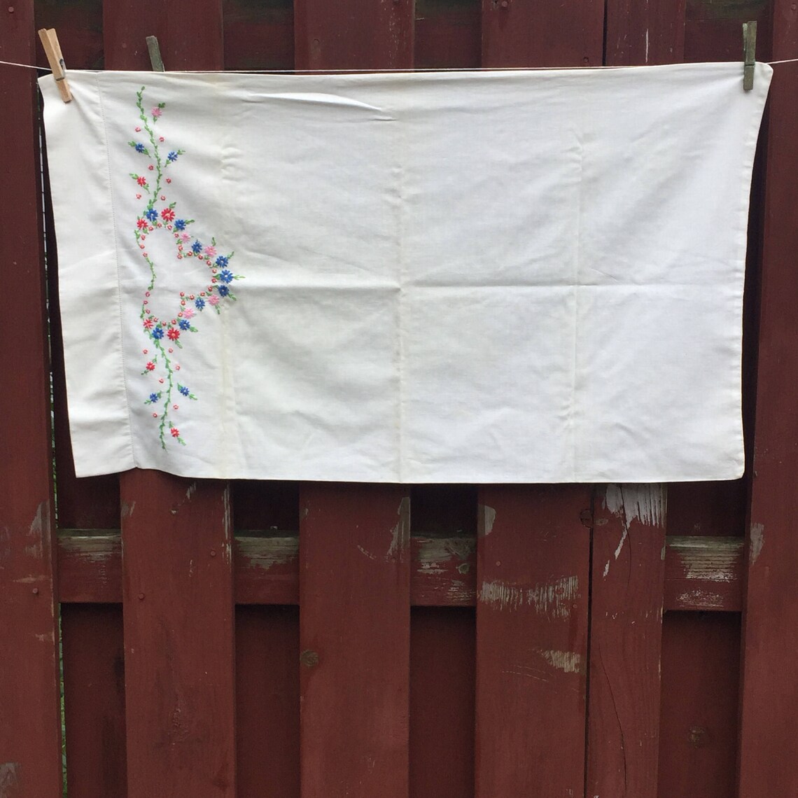 Embroidered Flowers Pillow Cover / Vintage Decorative Pillow Etsy