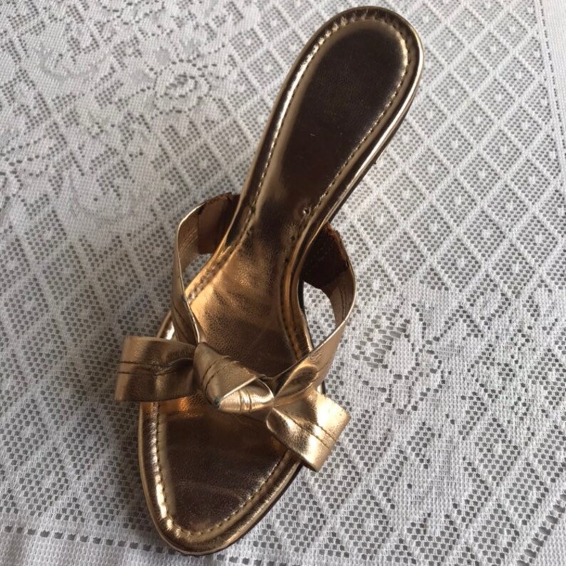 Sale Gold Metallic Heels / Vintage 1970's Open Toe Shoes / - Etsy